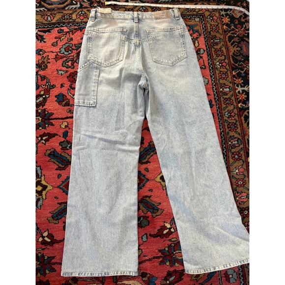 Free People Tinsley Baggy High Rise Jeans Wide Leg Straight Leg 30 Cotton Cargo - Picture 3 of 12